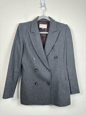 Barbara Bui Grey Wool Double Breasted Blazer Size 38/6 EUC Shoulder Pads